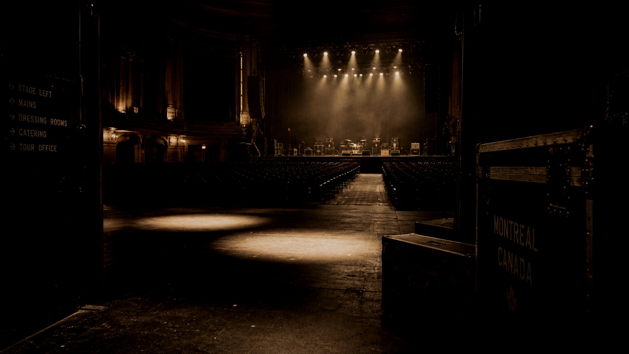A concert venue lit for a live performance